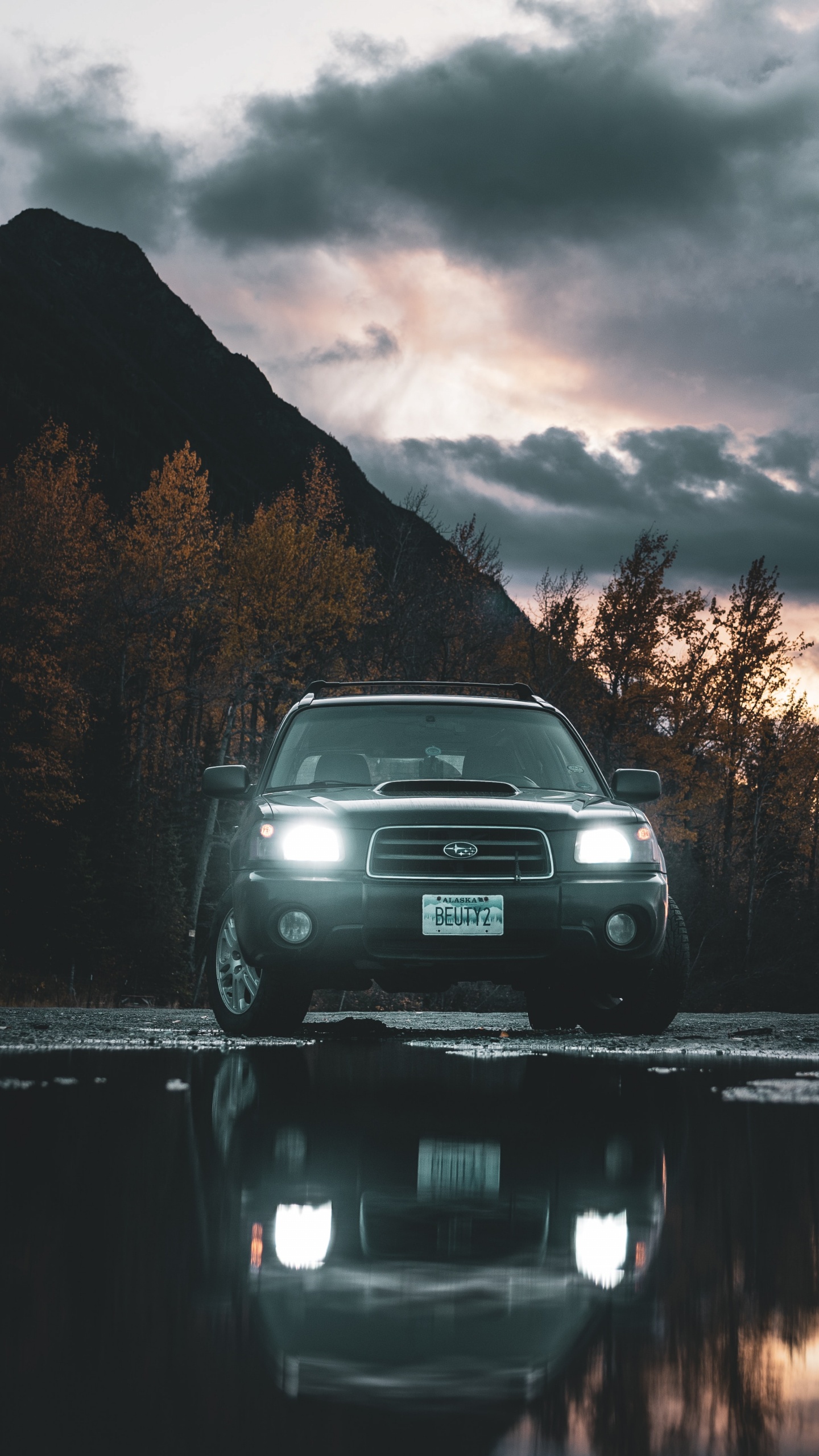 Обои отражение, облако, дорога, небо, Порше 911 в разрешении 1440x2560