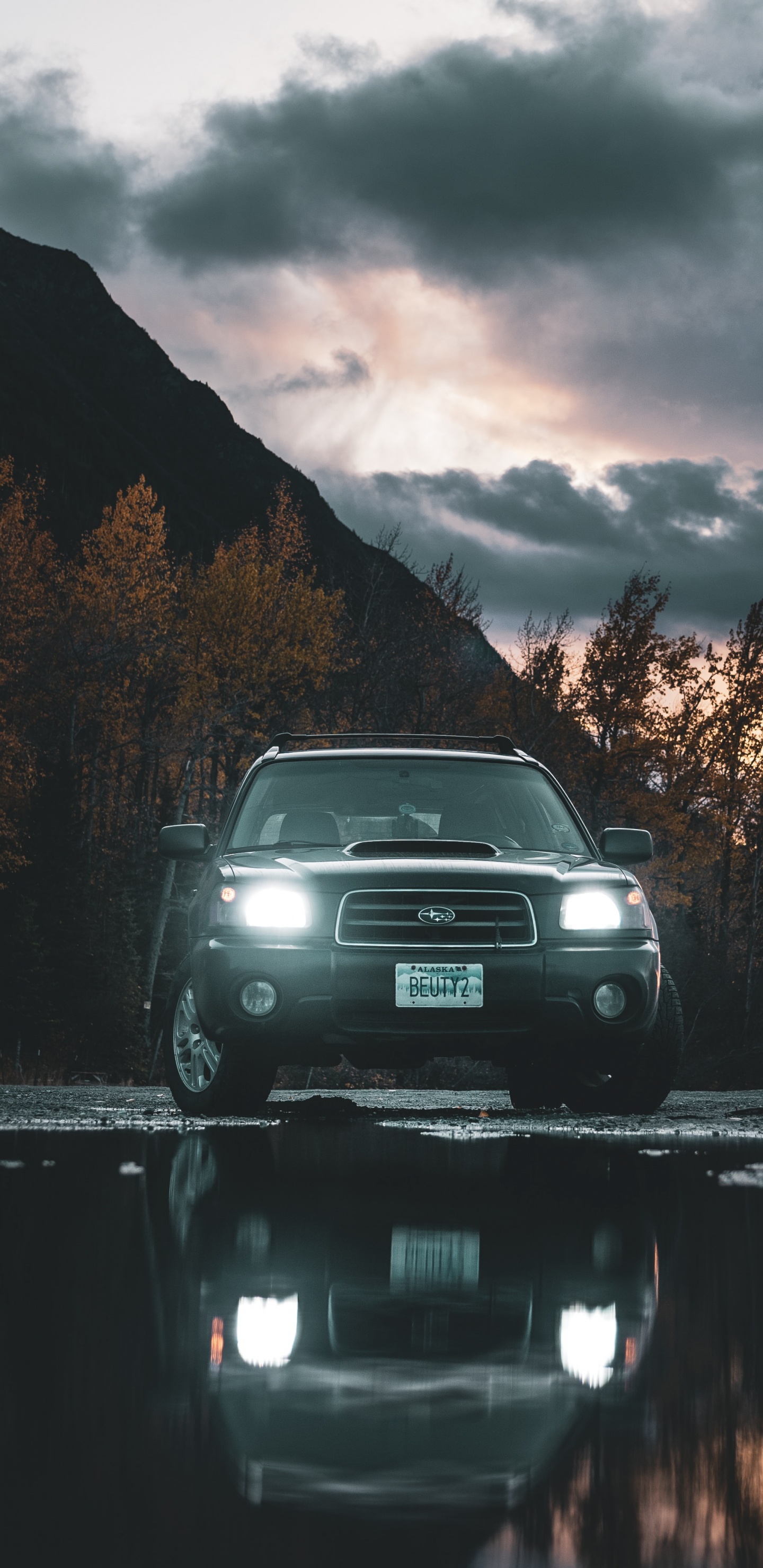 Обои отражение, облако, дорога, небо, Порше 911 в разрешении 1440x2960