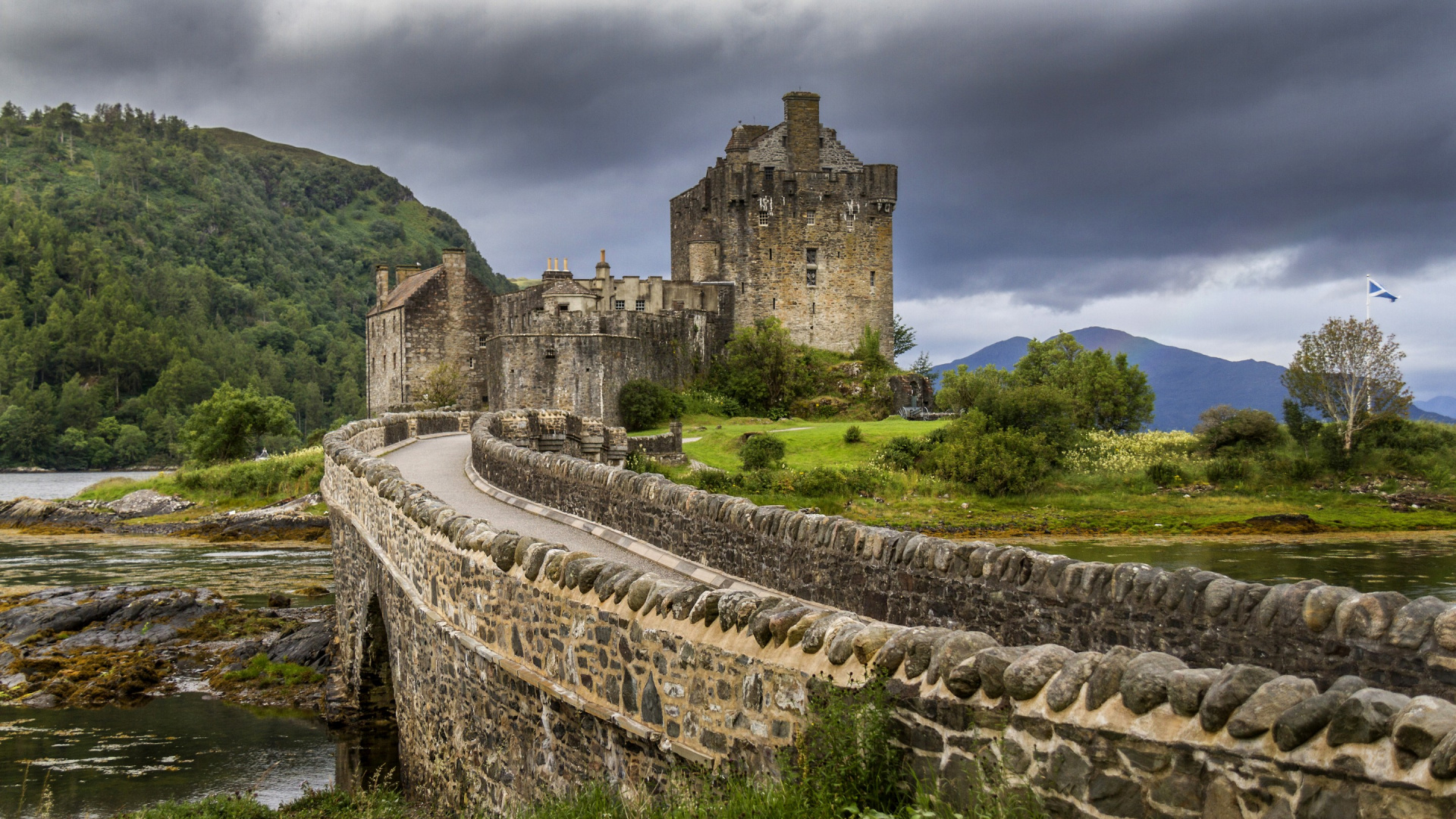 Обои Замок Эйлен Донан, замок, Лох Duich, развалины, фортификация в разрешении 1920x1080