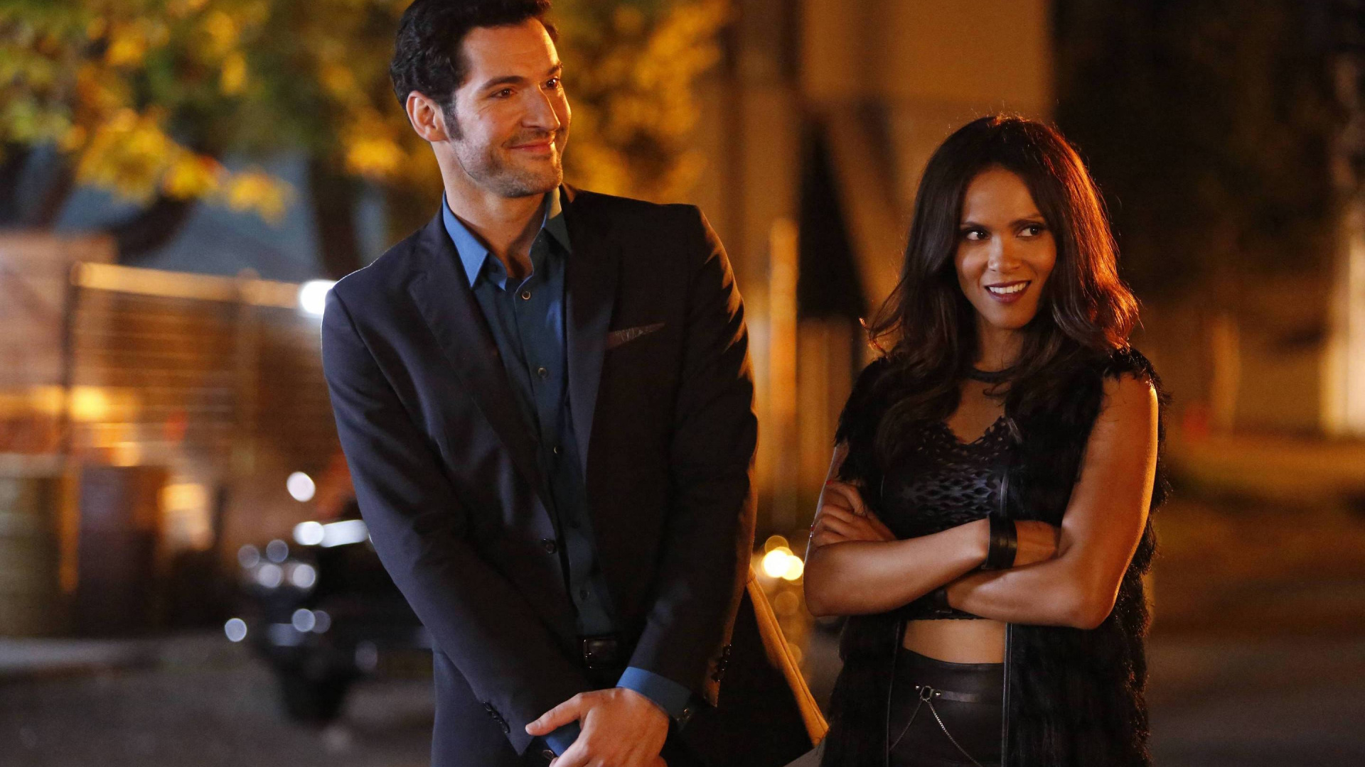 Обои Лесли-Энн Брандт, Том Эллис, Mazikeen, событие, официальная одежда в разрешении 1920x1080