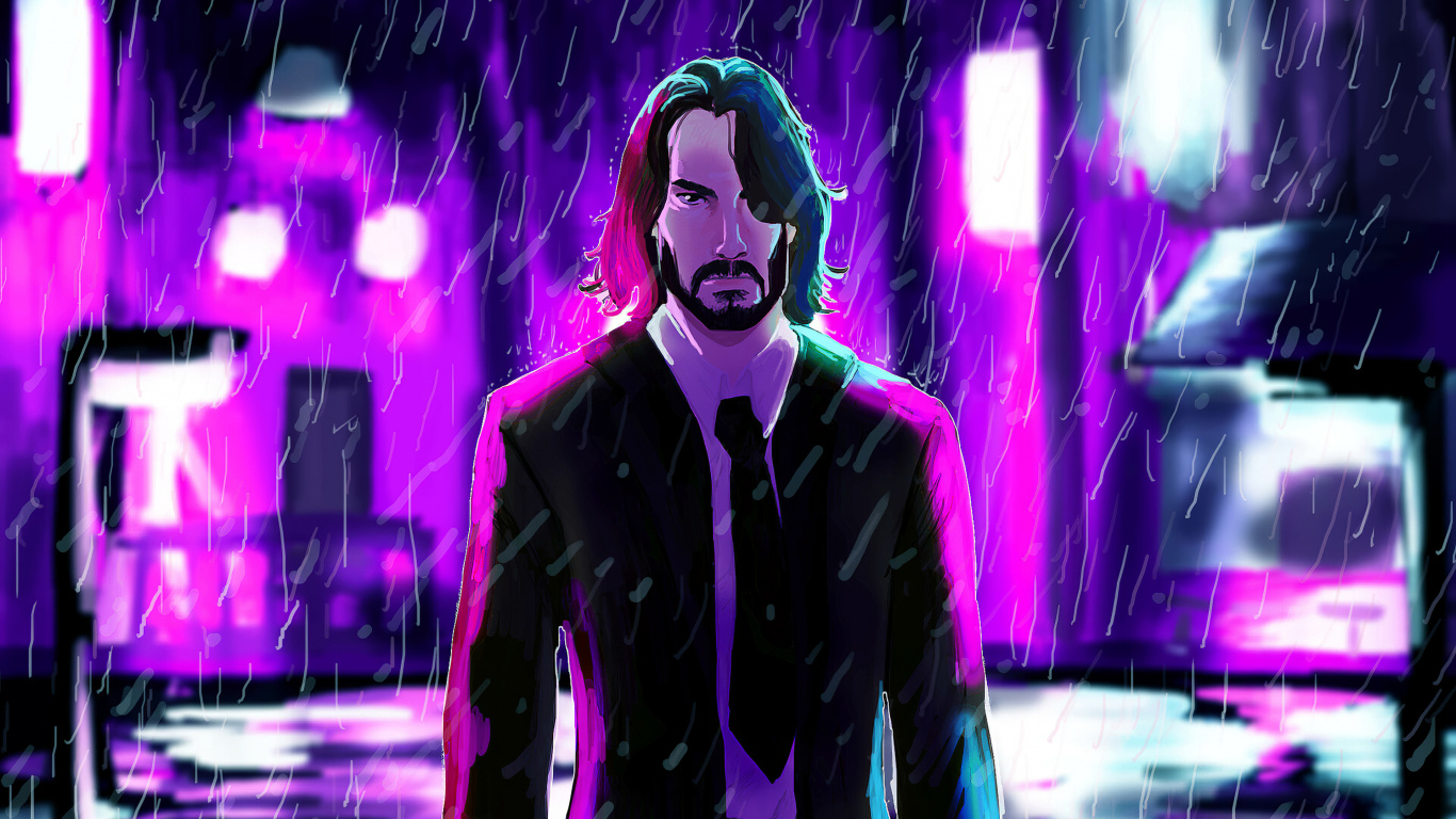 Обои Джон Фитиль, Киану Ривз, пурпур, Фиолетовый, Представление в разрешении 1366x768