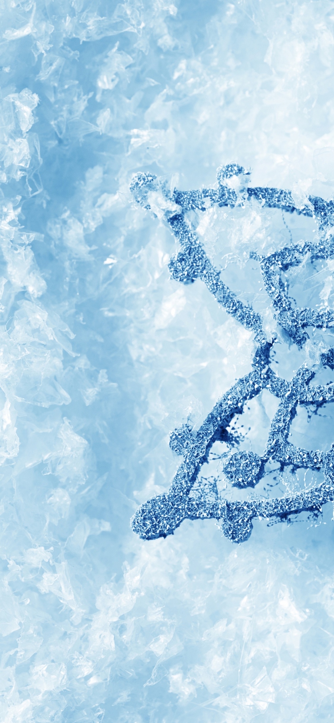 Обои туман, голубой лед, зима, вода, снег в разрешении 1125x2436