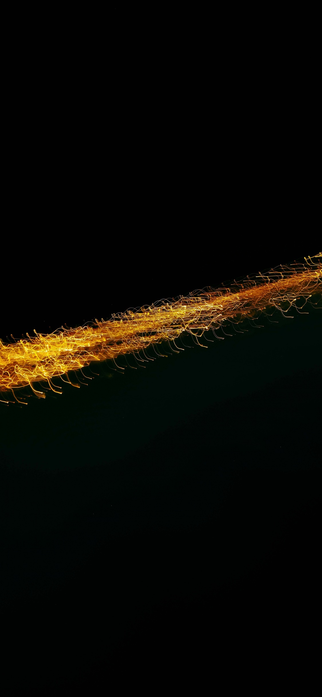 Обои черный, свет, желтый, темнота, линия в разрешении 1125x2436