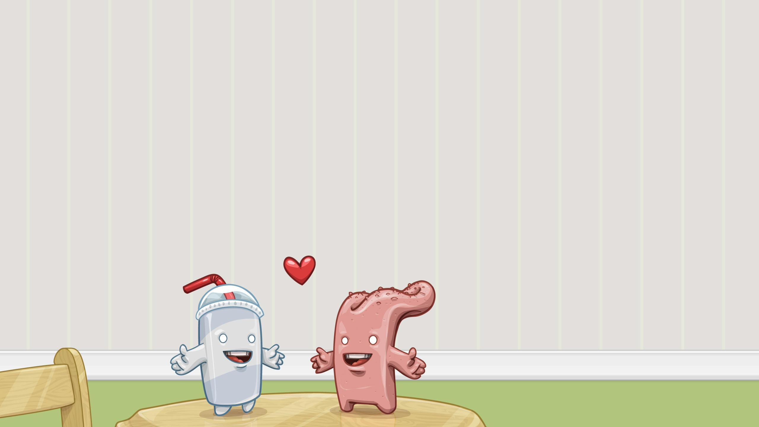 Обои мультфильм, иллюстрация, дизайн, романтика, любовь с первого взгляда в разрешении 2560x1440