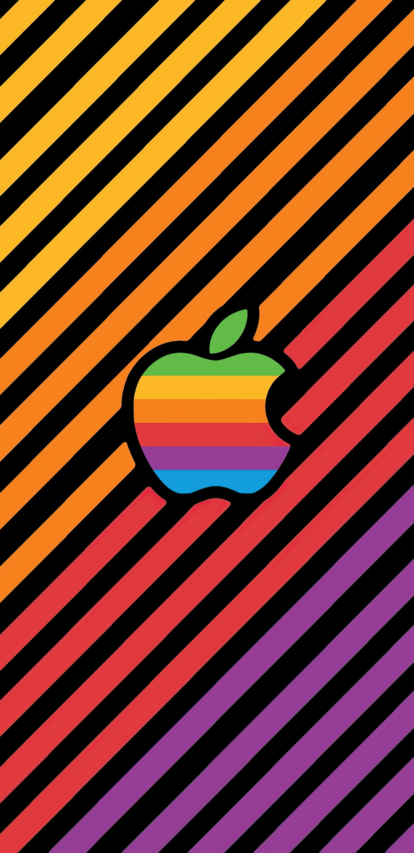 Обои яблоко, apple, красочность, Апельсин, линия в разрешении 1440x2960