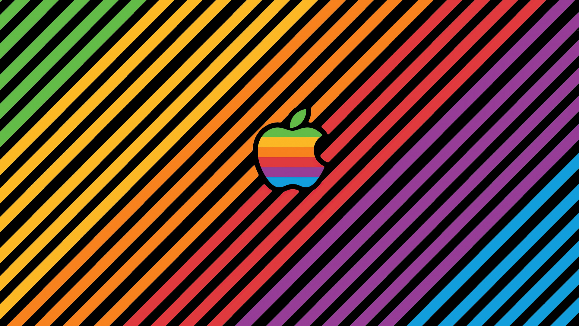 Обои яблоко, apple, красочность, Апельсин, линия в разрешении 1920x1080