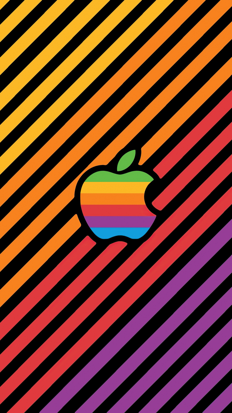 Обои яблоко, apple, красочность, Апельсин, линия в разрешении 750x1334
