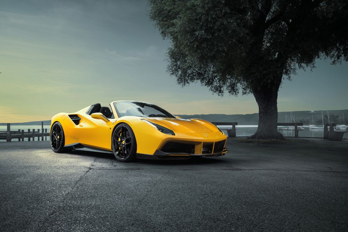 Скачать 4096x2731 обои гоночный автомобиль, Спайдер Феррари 488, автомобиль, желтый, суперкар Обои гоночный автомобиль, Спайдер Феррари 488, автомобиль, желтый, суперкар в разрешении 4096x2731