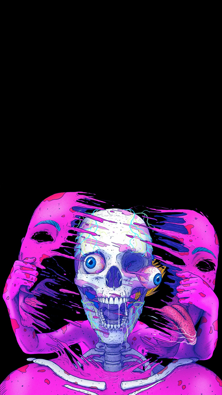 Oboi Skelet Amoled Ty Cherep Psihodelicheskoe Iskusstvo Art Dlya Iphone 6 6s 7 8 Besplatno Zastavka 750x1334 Skachat Kartinki I Foto