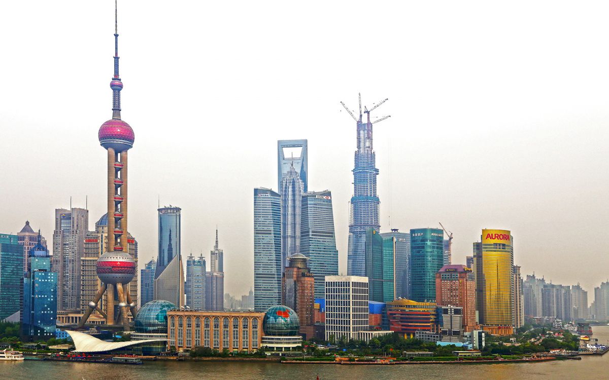 Обои Шанхай, небоскреб, город, городской пейзаж, линия горизонта в разрешении 2880x1800