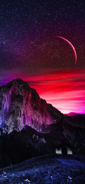 Обои природа, атмосфера, экорегион, луна, природный ландшафт в разрешении 1080x2340