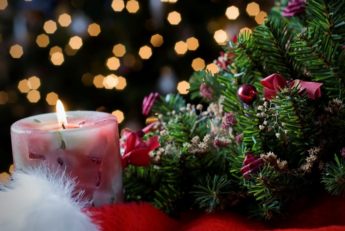 Обои свеча, Рождество, Рождественские украшения, дерево, рождественский орнамент в разрешении 2594x1737