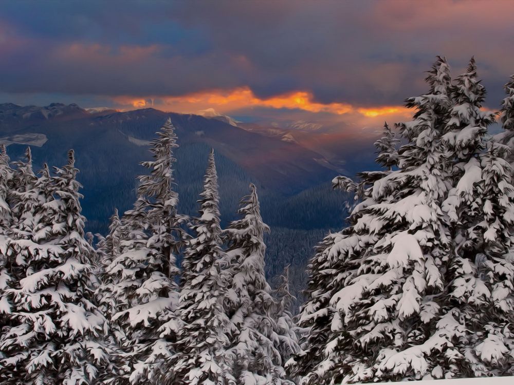 Обои зима, гора, снег, горный рельеф, дерево в разрешении 2560x1920