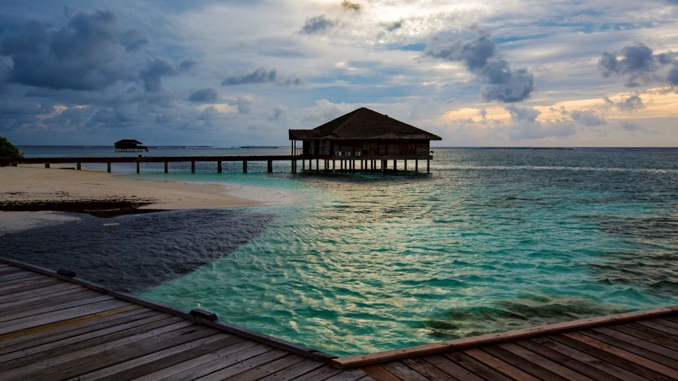 Обои море, океан, Пирс, вода, облако в разрешении 5120x2880