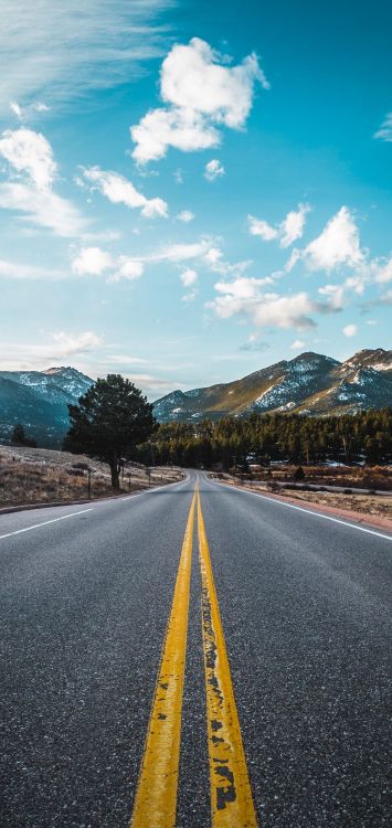 Обои природа, гора, дорога, дорожное путешествие, горный хребет в разрешении 1080x2280