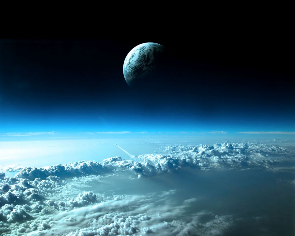 Обои космос, атмосфера, космическое пространство, планета, дневное время в разрешении 6000x4800