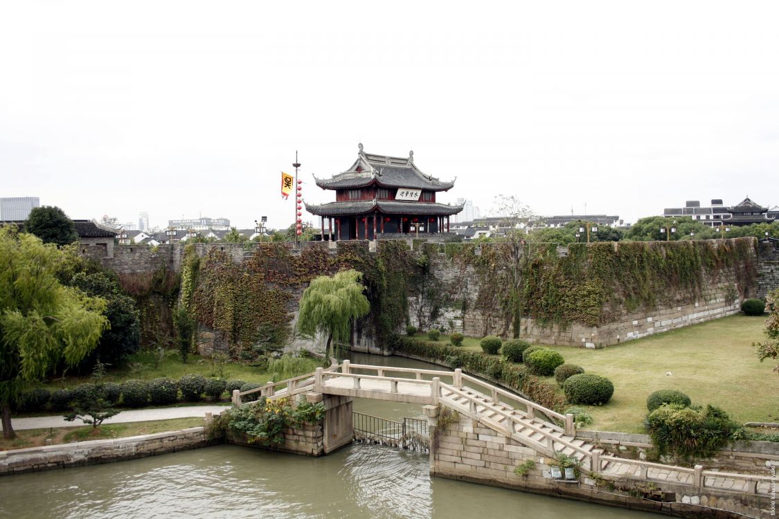 Обои Пан Ворот, китайская архитектура, водный путь, архитектура, здание в разрешении 3000x2000