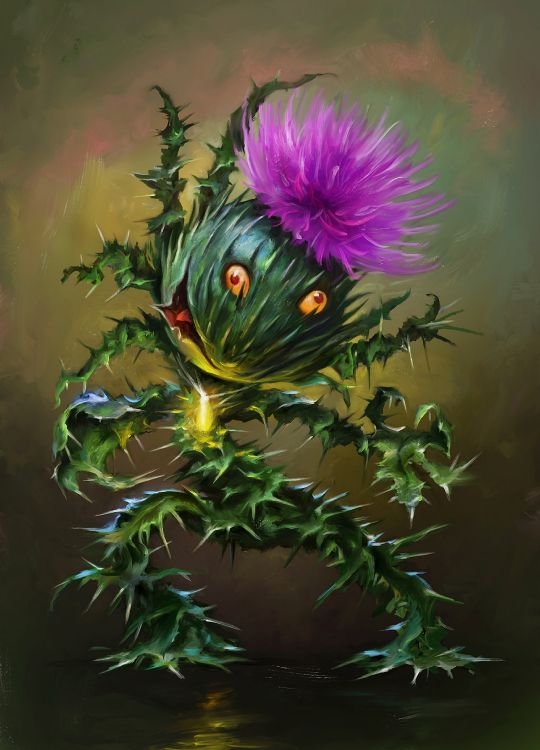 Обои натюрморт, арт, чертополох, иллюстрация, живопись в разрешении 2500x3468