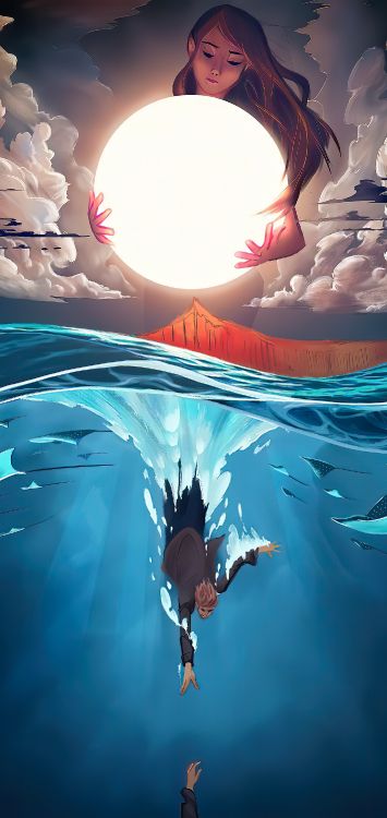 Обои свет, Сэм Колдер, анимация, арт, графический дизайн в разрешении 1422x3000