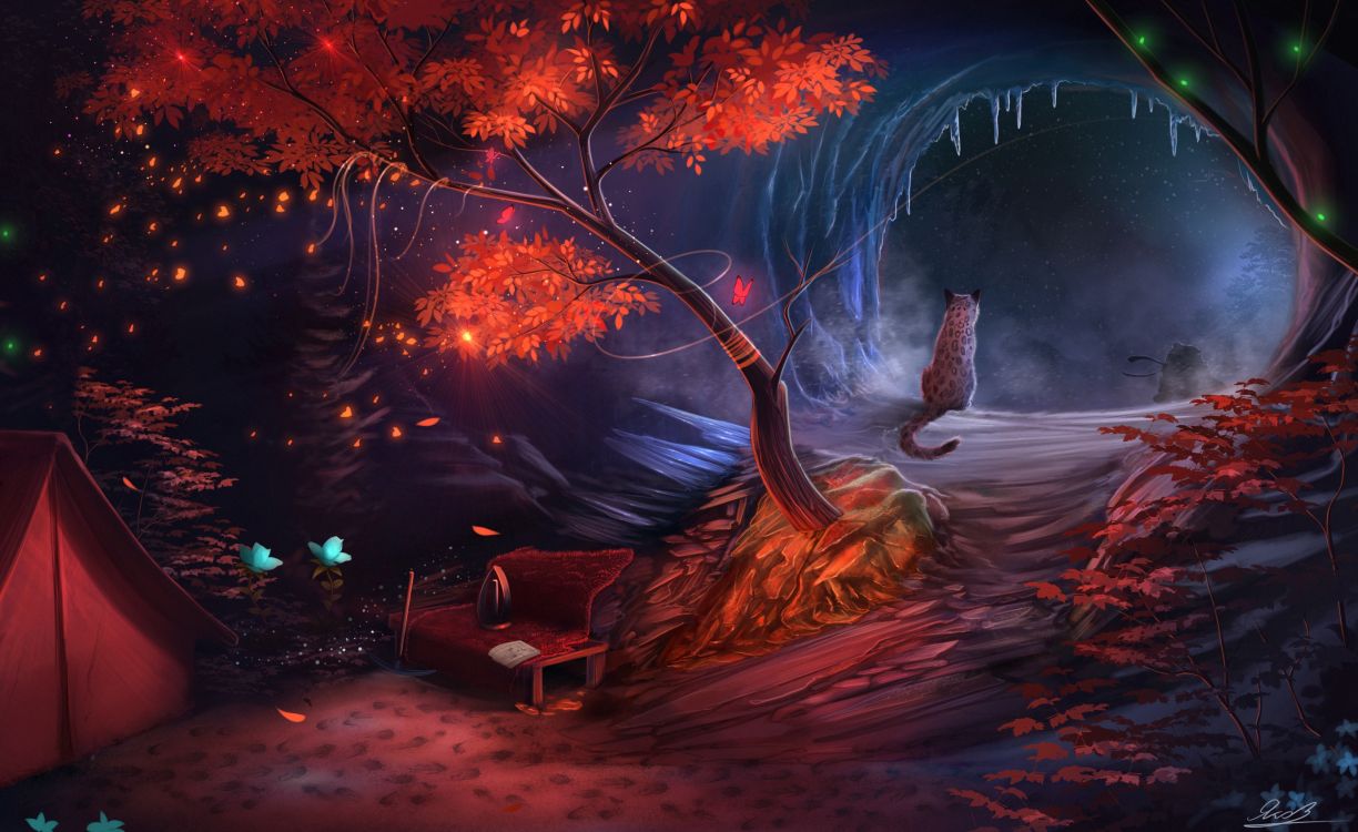 Обои пейзаж, пейзажная живопись, фэнтези, ночь, темнота в разрешении 2760x1690