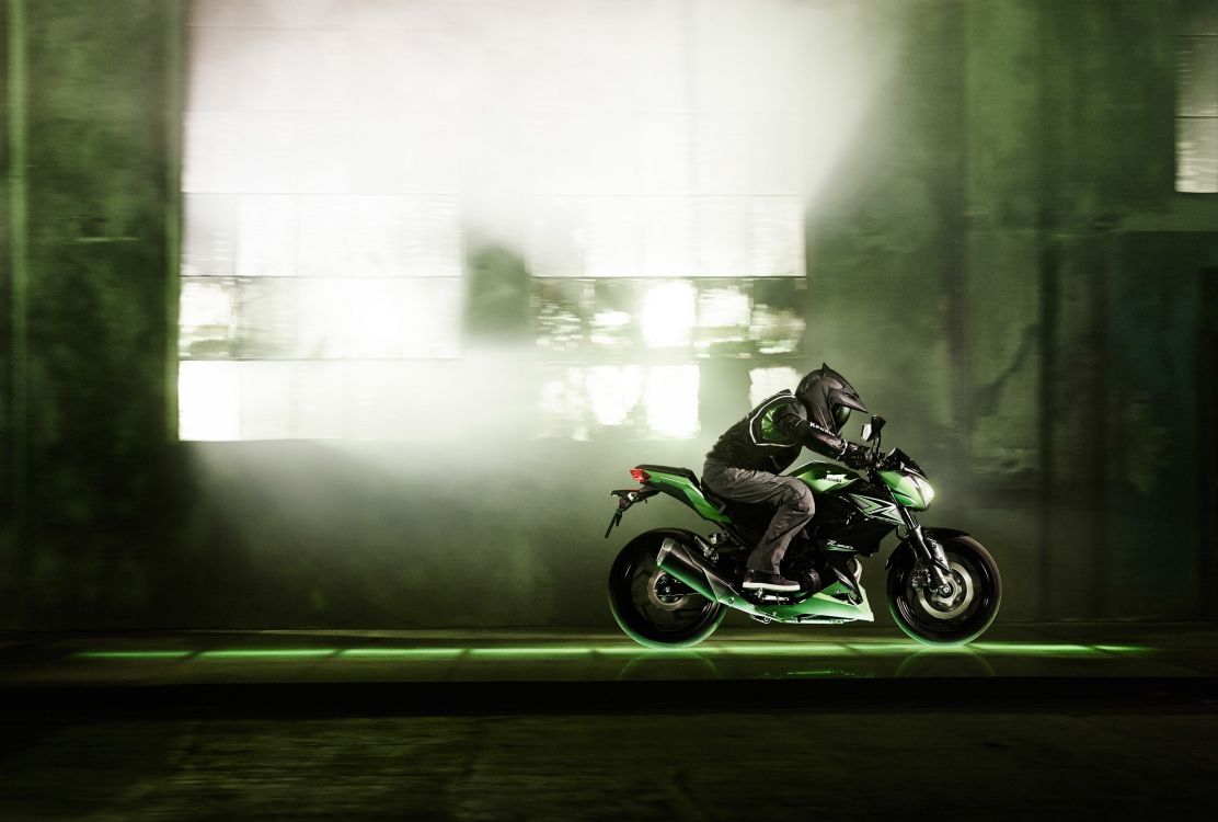 Обои зеленый, мотоцикл, Кавасаки З 250, мотоспорт, авто в разрешении 3000x2023