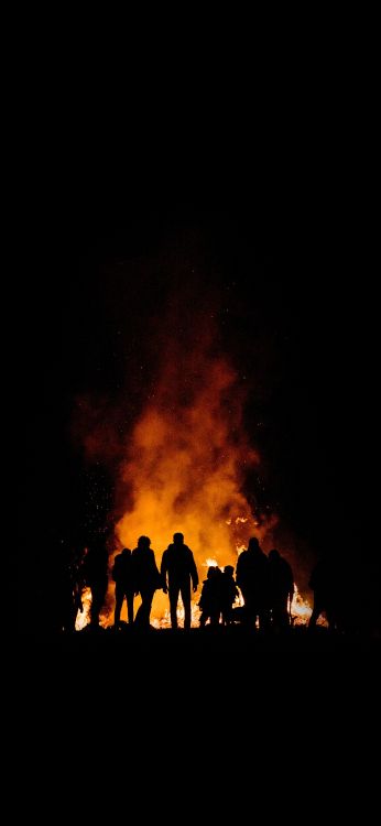 Обои пламя, огонь, костер, тепло, газ в разрешении 1080x2340