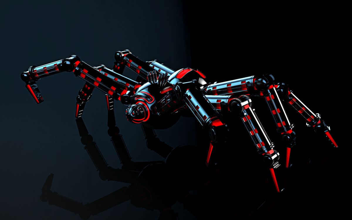 Обои паук, робот, красный цвет, технологии, космос в разрешении 2560x1600