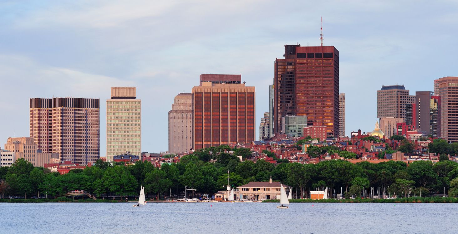 Обои линия горизонта, Бостон, небоскреб, город, городской район в разрешении 5000x2560