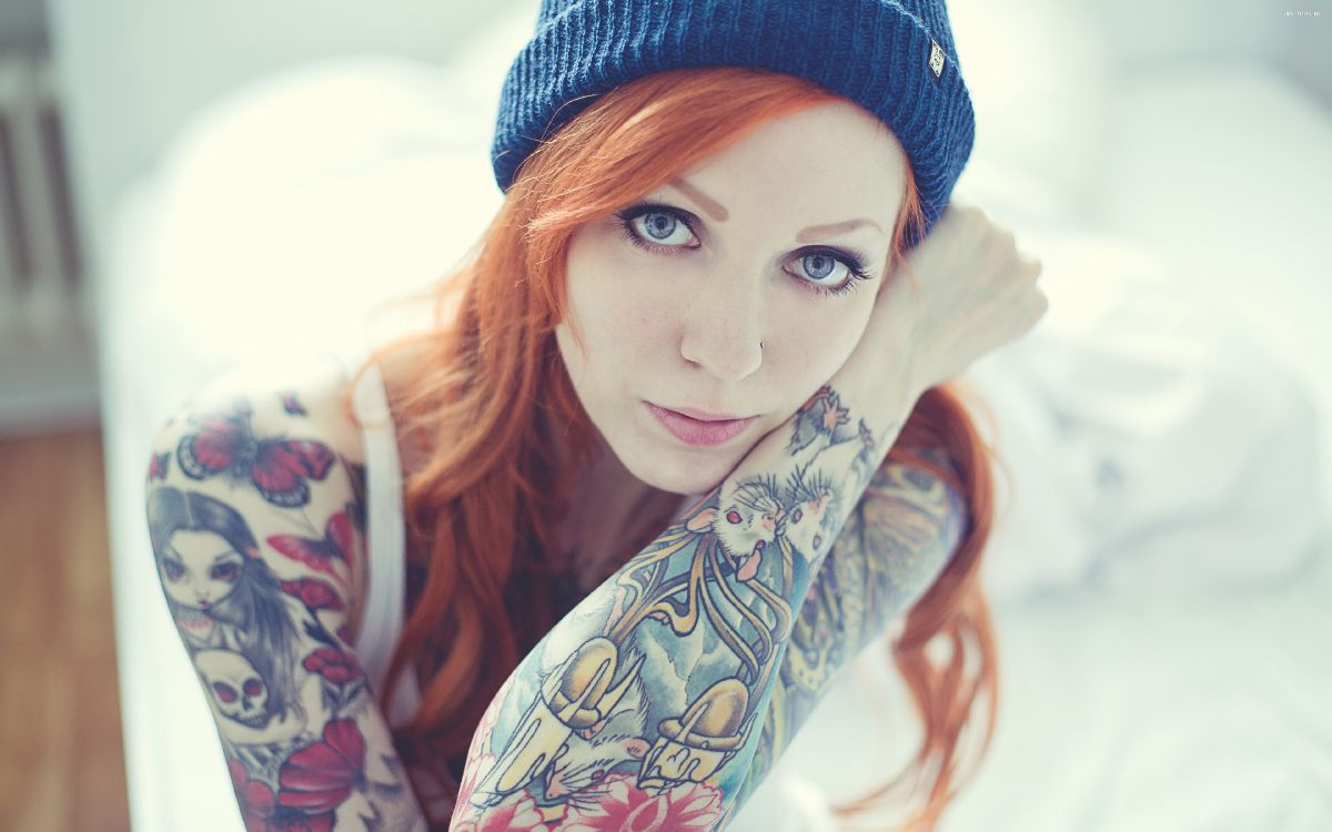 Обои тату, волосы, губа, кожа, бровь в разрешении 3840x2400