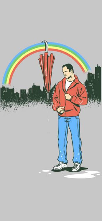 Обои мультфильм, иллюстрация, стояние, красочность, арт в разрешении 1080x2340