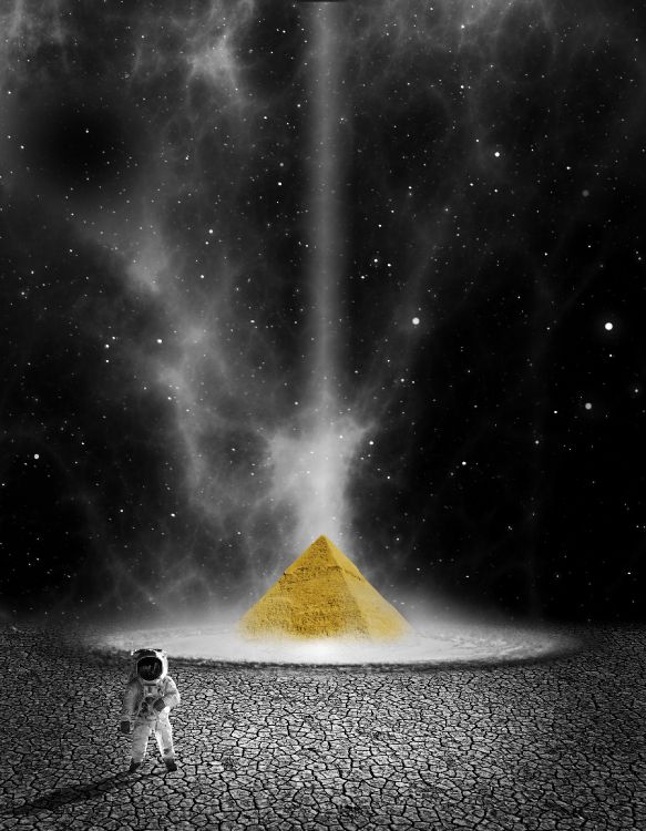 Обои пирамида, атмосфера, космос, ночь, астрономический объект в разрешении 2067x2657