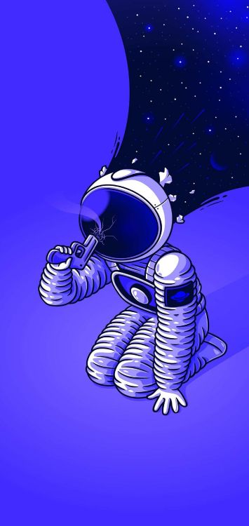 Обои синий, лазурный, арт, астронавт, электрик в разрешении 1440x3040