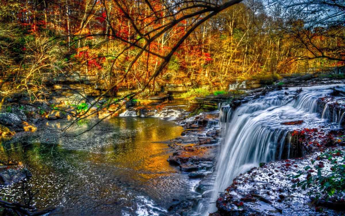 Обои водопад, природа, водоем, поток, вода в разрешении 2560x1600