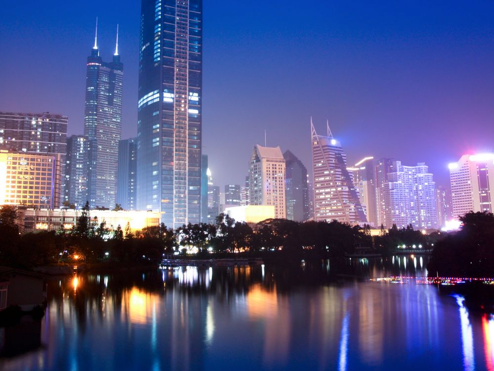 Обои город, городской пейзаж, метрополия, линия горизонта, отражение в разрешении 2800x2100