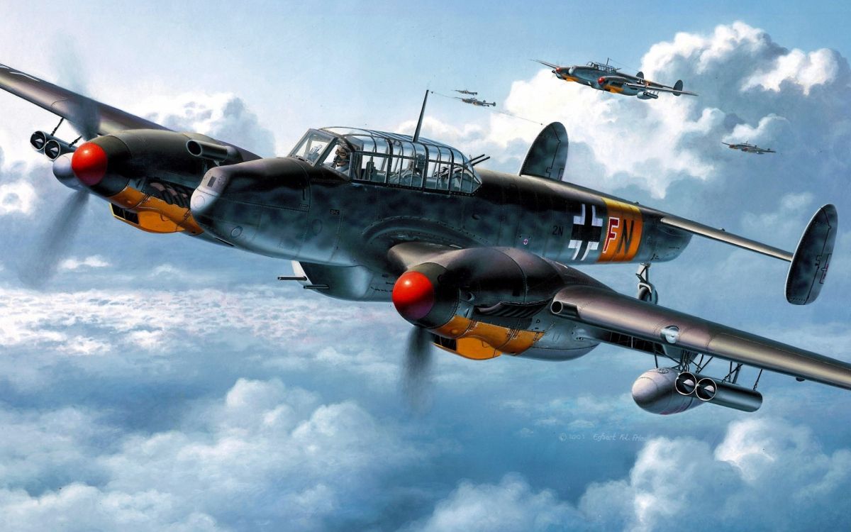 Обои Мессершмитт bf 110, мессершмитт, Мессершмитт bf 109, самолеты, пропеллер в разрешении 1920x1200