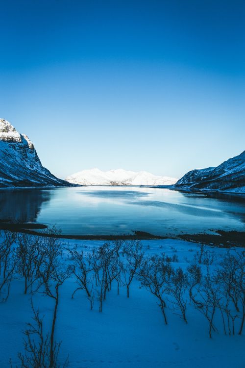 Обои зима, природа, водоем, природный ландшафт, синий в разрешении 3636x5454
