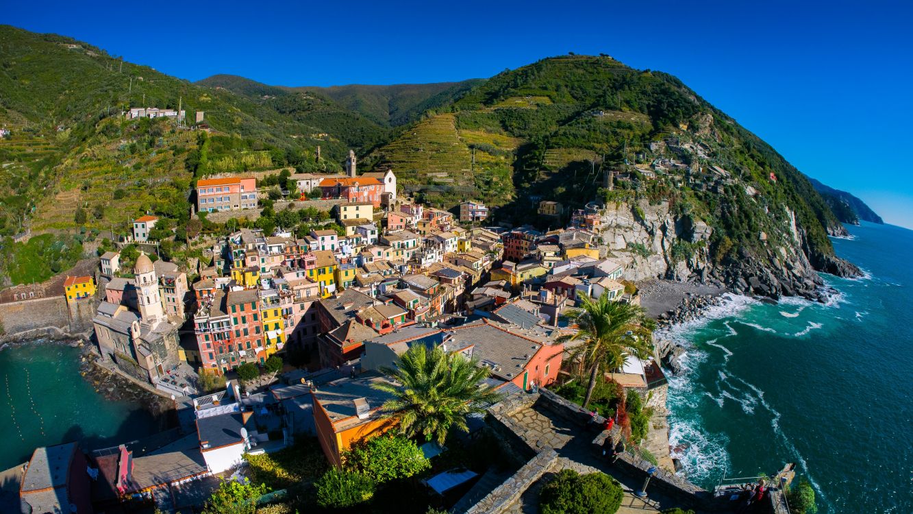 Обои Вернацца, побережье, туризм, море, мыс в разрешении 3555x2000