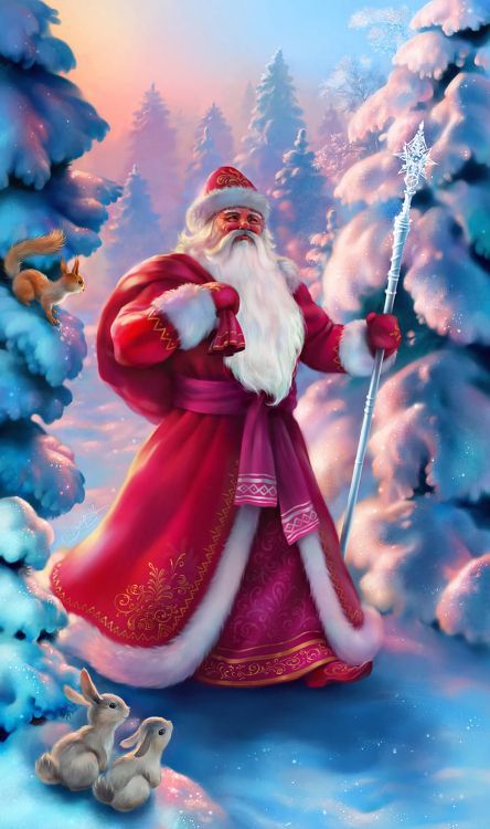 Обои Санта-Клаус, Дед Мороз, Рождественский день, Рождество, анимация в разрешении 3263x5500