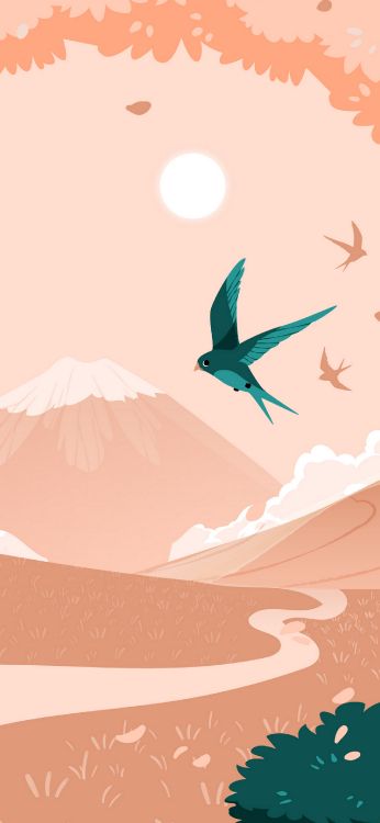Обои визуальное искусство, дизайн, птица, арт, крыло в разрешении 1440x3120