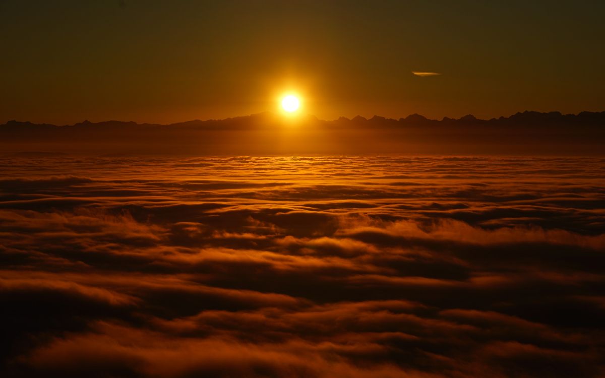 Обои горизонт, солнце, послесвечение, восход солнца, закат в разрешении 3840x2400