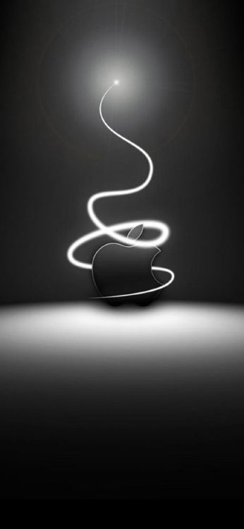 Обои apple, черный, свет, темнота, дизайн в разрешении 1125x2436