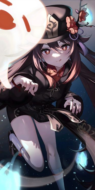 Обои аниме, Геншин удар, Ху Тао, Елан, йоимия в разрешении 2400x4800