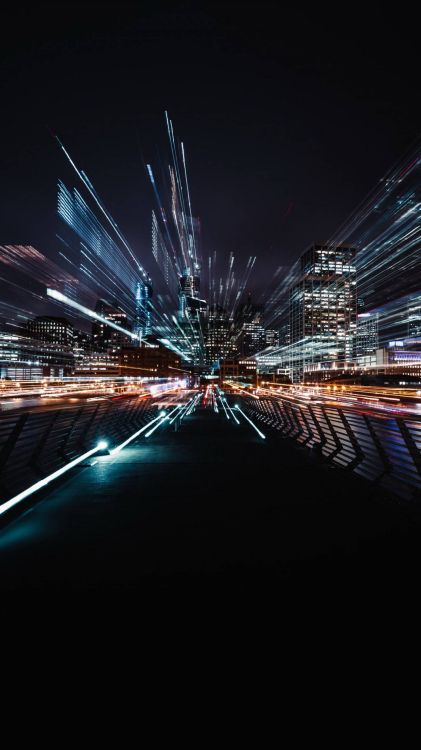 Обои отражение, синий, ночь, свет, городской район в разрешении 1280x2276