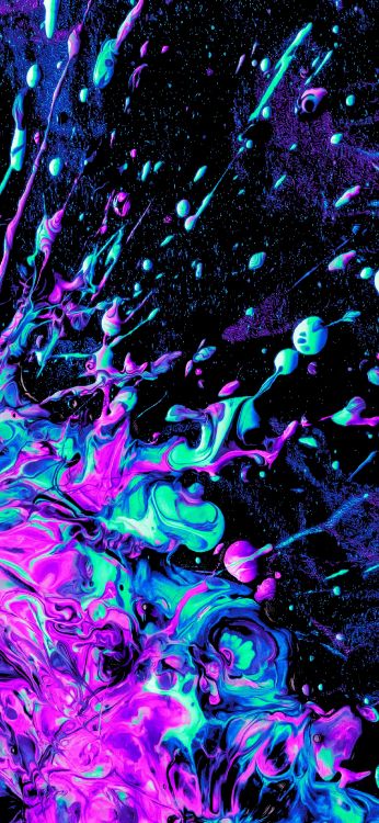 Обои фрактальное искусство, синий, пурпур, жидкий, арт в разрешении 1890x4096