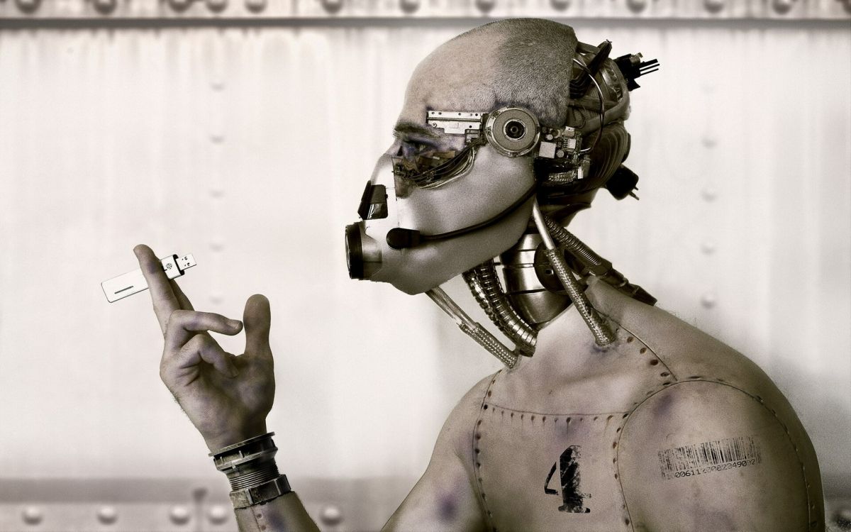 Обои робот, уход за зрением, железо, человеческое поведение, флэшка в разрешении 1920x1200