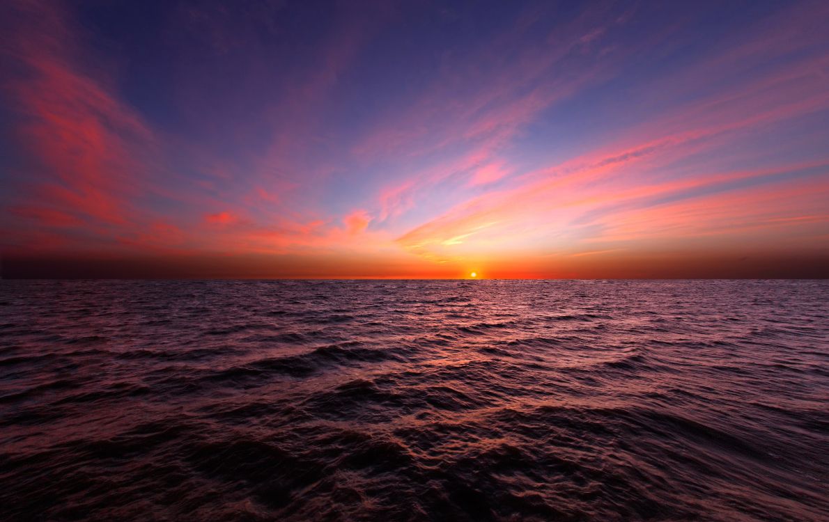 Обои закат, горизонт, море, океан, восход солнца в разрешении 5570x3509