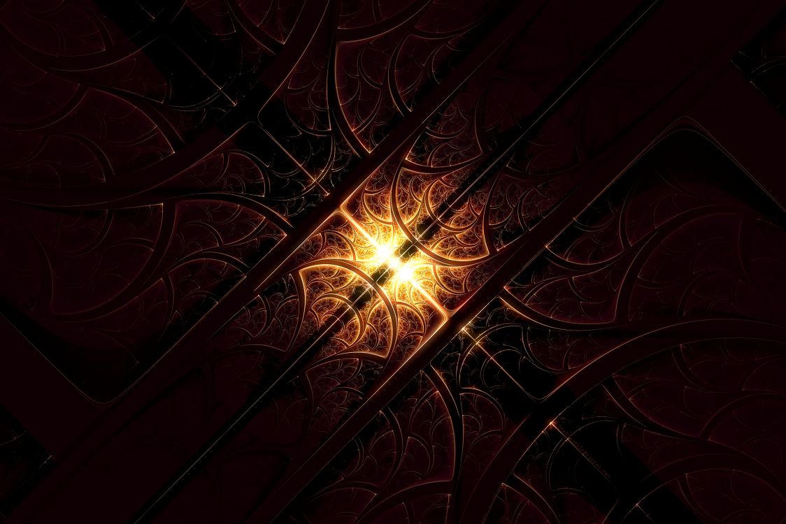 Обои темнота, красный цвет, свет, фрактальное искусство, освещение в разрешении 3200x2134