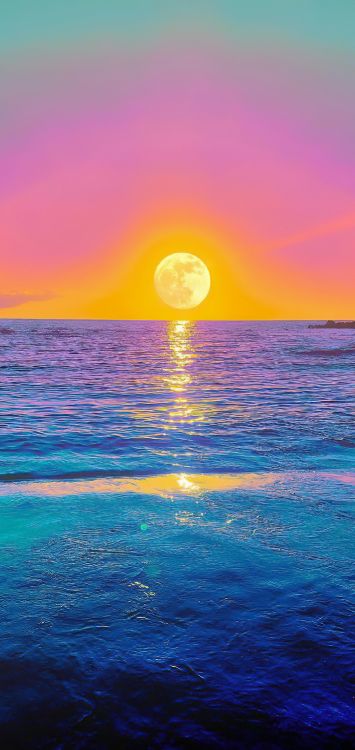 Обои море, вода, атмосфера, послесвечение, экорегион в разрешении 1421x3000