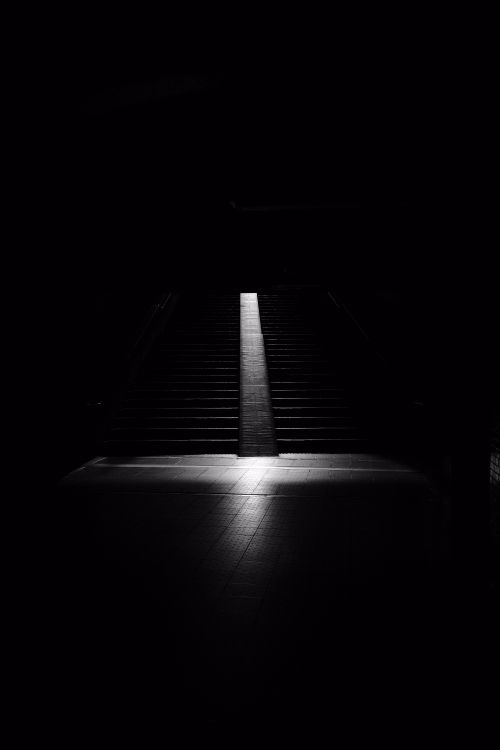 Обои небо, черный и белый, фреска, черный, лестница в разрешении 3072x4608