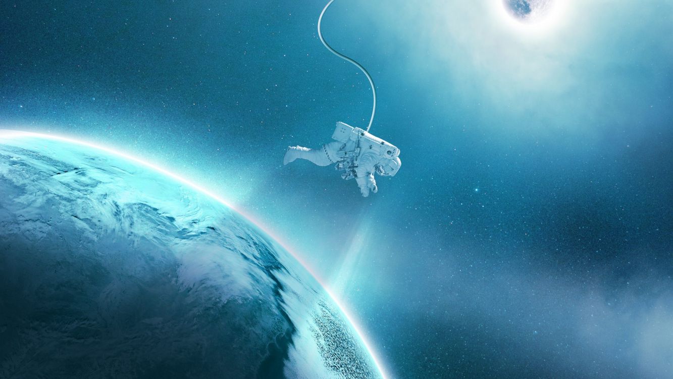 Обои астронавт, внекорабельная деятельность, космическое пространство, атмосфера, космос в разрешении 3555x2000